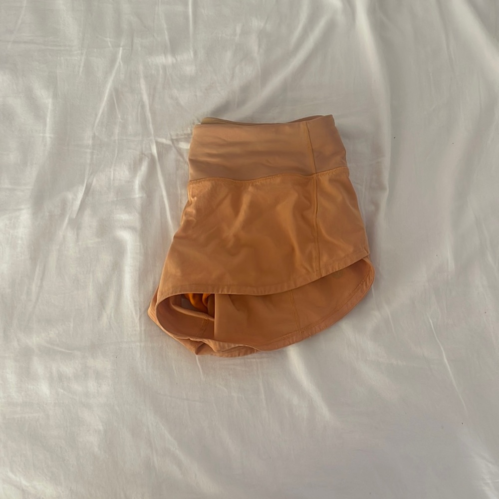 orange lululemon speedups low rise 2.5”